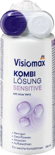 Visiomax kombinirana otopina Sensitive s aloe verom + kutijica za leće, 360 ml