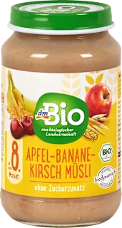Voćna kašica – jabuka, banana, višnja i müsli, 8 + mj., 190 g
