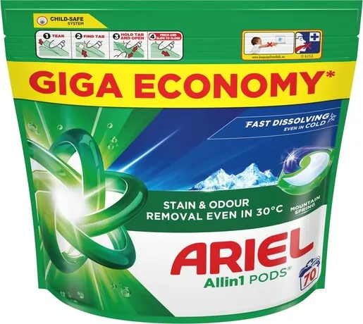 Ariel gel kapsule All-in-1 Mountain Spring, 70 kom