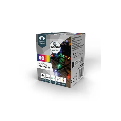 DEKORTREND Basic vanjske LED lampice na baterije, 80 LED, šarene, s timerom