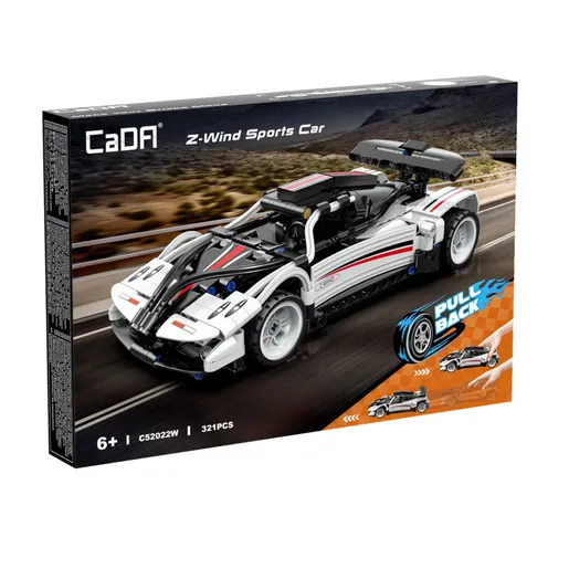 KAZOO STEM Pull back trkaći auto, 1:18, crno-bijeli, 321 dijelova