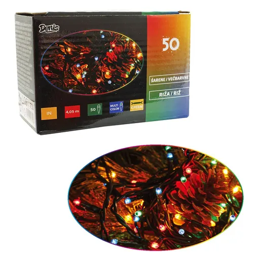 LED lampice, riža, šarene 50L