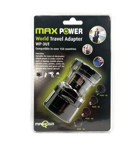 MAXPOWER univerzalni putni adapter WP-3UT , crni