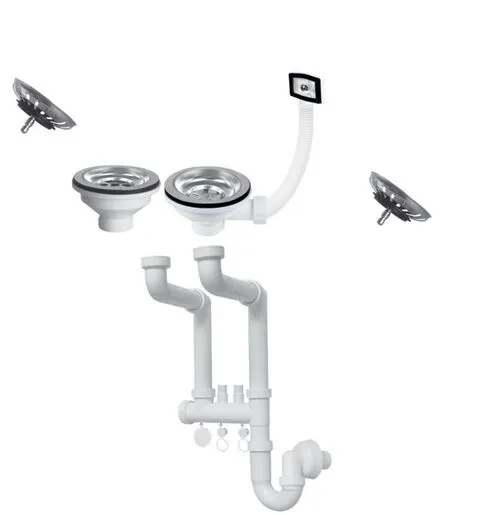 SINK SOLUTION sifon 2 x 3 1/2" vertikalni pomoćni preljev