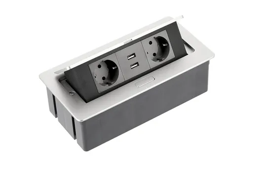 Ugradna utičnica Soft 2 x šuko 2xUSB s 1,5 m kabla, siva