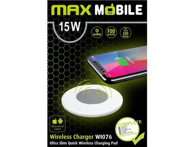 Bežični punjač MAXMOBILE WI-076, QC 15W, bijeli
