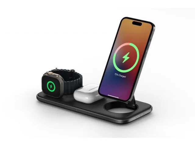Bežični punjač SATECHI Qi2 Trio Wireless Charging Pad - with Type A,C,G plugs, sivi (ST-QTPM-EA)