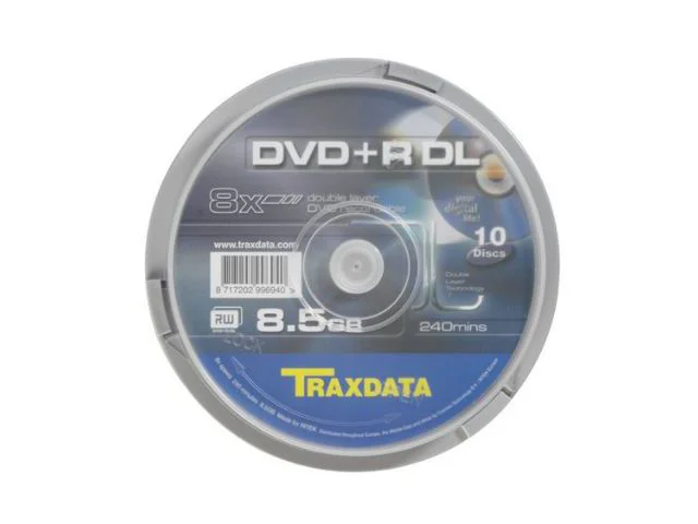 DVD+R DL medij TRAXDATA, 8.5 GB, 8x, 10 kom, cake