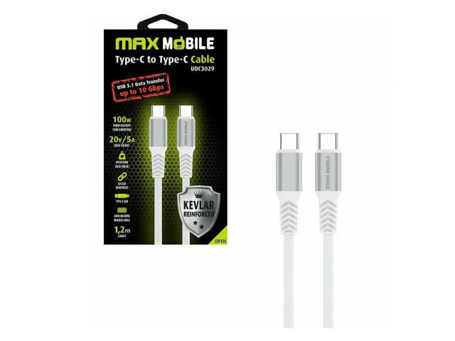 Kabel USB-C(m) 3.1 na USB-C(m) 3.1 MAXMOBILE, 1.2m, bijeli