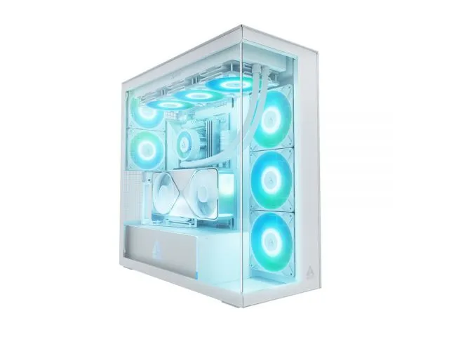 Kućište ARCTIC Xtender VG White (Clear Glass), transparent window with GPU vertical mount, 2x USB 2.0, 1x USB-C (3.2 Gen2x1), 3x 140 mm ARGB fan, 2x 120 mm ARGB fan