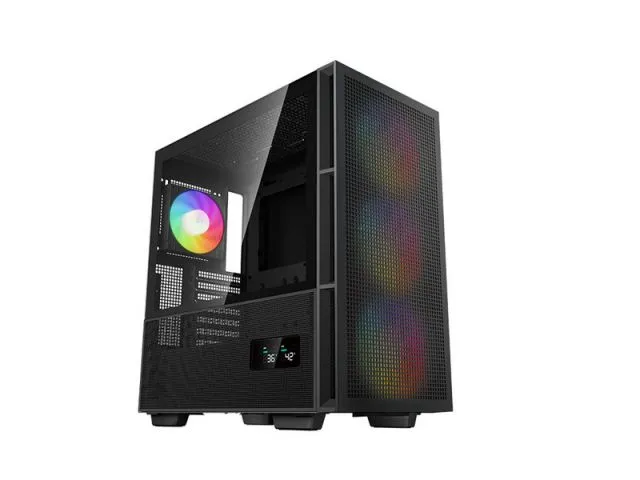 Kućište DEEPCOOL CH560 Digital ARGB, LCD, tempered glass, 1x USB Type-C, 1x USB 3.0, 3x 14cm ARGB, 1x 12cm ARGB ventilator, bez napajanja, crno