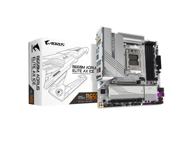 Matična ploča GIGABYTE B650M Aorus Elite AX Ice, socket AM5, DDR5, HDMI, DP, Wi-Fi 6E, BT 5.3
