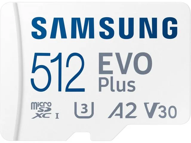 Memorijska kartica microSDXC 512 GB SAMSUNG EVO Plus, Class10 A2 UHS-I U3 V30, 160 MB/s + SD adapter (MB-MC512SA)
