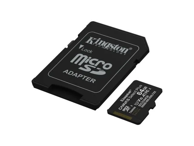 Memorijska kartica microSDXC 64 GB KINGSTON Canvas Select Plus, Class10 A1 UHS-I U1 V10, 100 MB/s + SD adapter (SDCS3/64GB)
