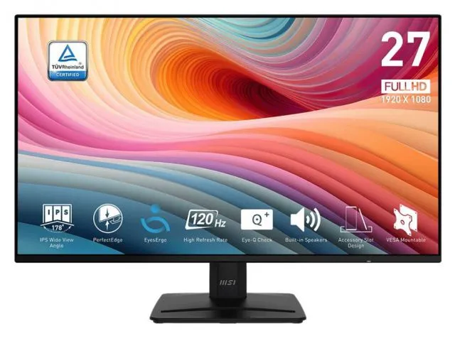 Monitor MSI Pro MP271A E2, 27", IPS, FHD 1920x1080px, 120Hz, 1ms, AdaptiveSync, HDMI, VGA, DP, zvučnici, tilt