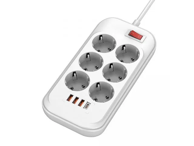 Produžna letva COLORWAY CW-CHE64PDW, 6 utičnica, 1xUSB-C, 3xUSB-A, 2m, bijela