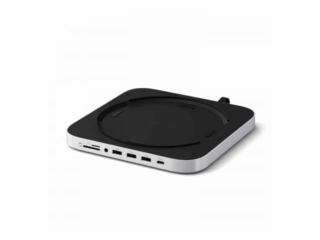 Satechi Stand & Hub For Mac Mini / Studio (1x USB-C 3.2, 1xUSB-A 3.2, 2x USB-A 3.0, 3.5mm Audio,1x Micro/SD, 1x NVMe/M.2 SATA SSD Enclosure Drive not included) - Silver