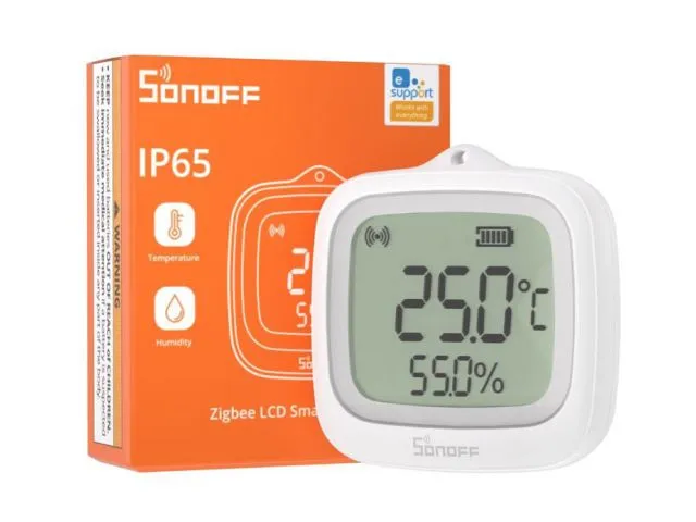 Senzor temperature i vlažnosti SONOFF SNZB-02WD, 2.2" LCD, Zigbee, IP65, bijeli