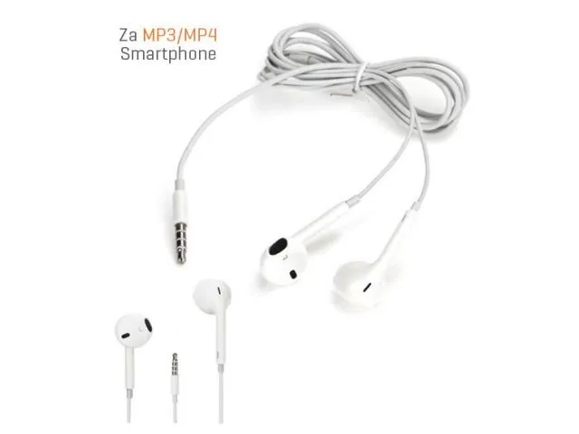 Slušalice + mikrofon MEANIT, stereo, 3.5 mm, bijele