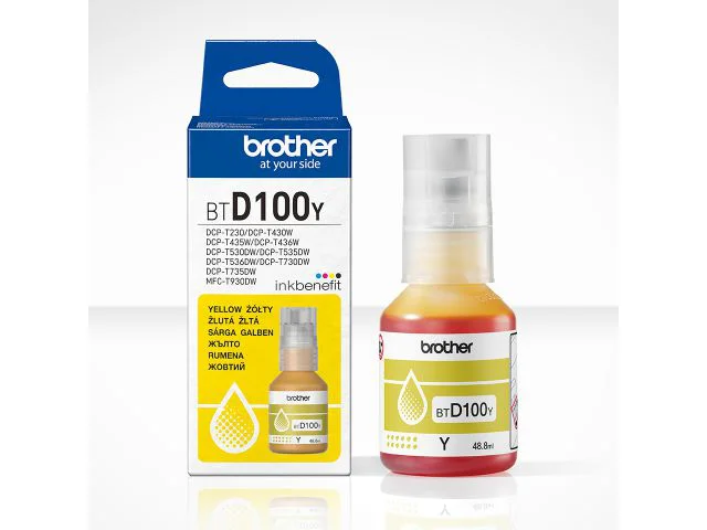 Tinta BROTHER BTD100Y, žuta
