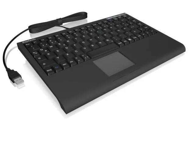 Tipkovnica KEYSONIC ACK-540U+, žična, mini, Smart-Touchpad,  USB, DE