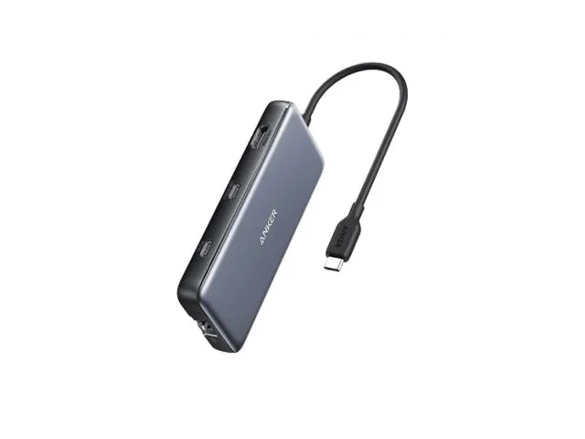USB-C HUB ANKER 555, 8u1, 1x USB-C 3.2, 2x USB-A 3.2, 1x USB-C PD (100W), 1x HDMI 4K/60Hz, 1x RJ45 GbE, 1x SD/microSD, sivi (A83830A2)