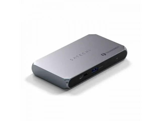USB-C HUB SATECHI Thunderbolt 4 Slim Hub Pro (3x Thunderbolt 4 Downstream Ports up to 40 Gbps, 15W,2x 4K at 60Hz or 1x 8K at 30Hz or (1x) 6K on Mac), srebrna (ST-HT4SHM-EU)