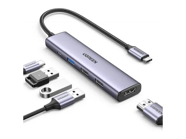 USB-C HUB UGREEN 5u1, 2xUSB-A 2.0, 1xUSB-A 3.0, 4K HDMI, USB-C PD 100W
