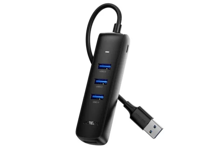 USB HUB UGREEN 4u1, USB-A na 4x USB-A 3.0, do 5 Gbit/s, dodatno napajanje, 1m kabel, crni