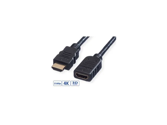 Video kabel ROLINE VALUE HDMI (ž) na HDMI(m), 1.5m, produžni, High Speed, s mrežom, crni