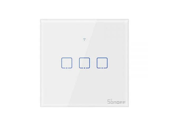 Zidni prekidač SONOFF T1EU3C-TX, trostruki, WiFi/RF433, bijeli