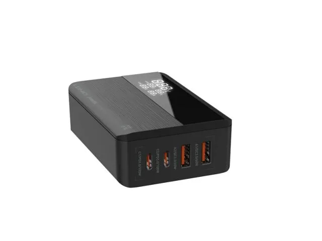 Zidni punjač DELTACO USB-C, GaN technology, 2x USB-C PD, total 100 W