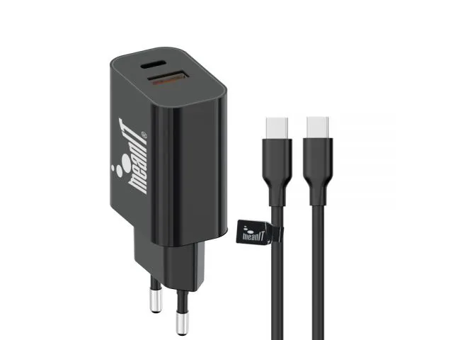 Zidni punjač MEANIT, 20W, USB-C + USB-A konektor, za Android i Apple, USB-C na USB-C kabel, 1.5m