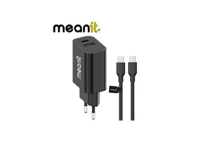 Zidni punjač MEANIT, 45W, USB-C + USB-A konektor, za Android i Apple, USB-C na USB-C kabel, 1.5m