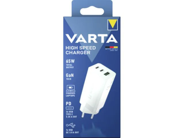 Zidni punjač VARTA 2xUSB C, 1xUSB A, 65W, bijeli