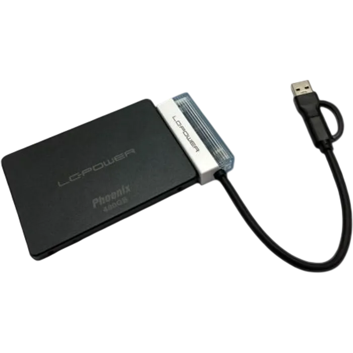 Adapter LC-Power LC-ADA-USB-SATA-25, USB-A/USB-C (M) na SATA 2.5" (M), Black