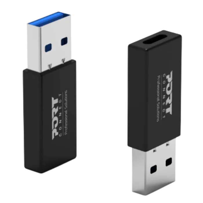 Adapter Port 900154,  USB-A (M) na USB-C (Ž), Black, 2 komada
