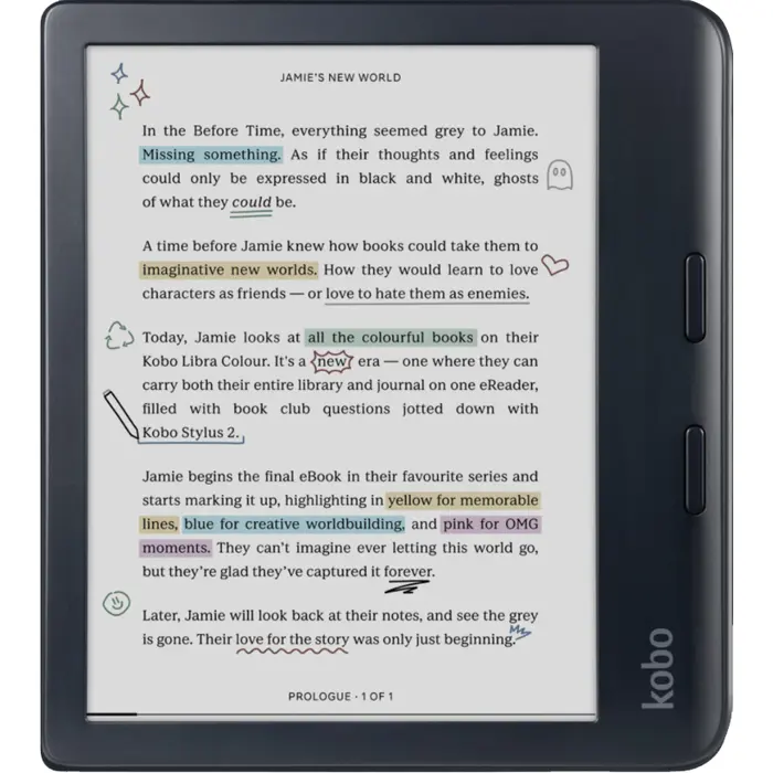 E-Book Reader Kobo Libra Colour, 7'' Touch, 32GB, WiFi, 300dpi, Black