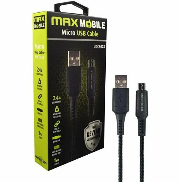 Kabel Max Mobile UDC3028, USB-A (M) na Micro USB (M), 1.0m, Black