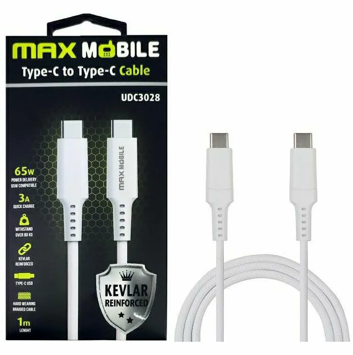 Kabel Max Mobile UDC3028, USB-C (M) na USB-C (M), 1.0m, White