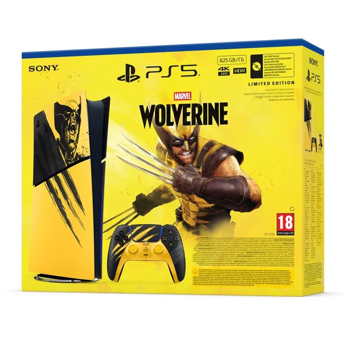Konzola Playstation 5 Slim Digital Edition E Chassis, Marvel Wolverine Battle Yellow Limited Edition