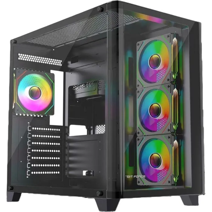 Kućište Bit Force Cube ARGB-TGC-PWM4, Midi tower, kaljeno staklo, bez napajanja, ATX, Black