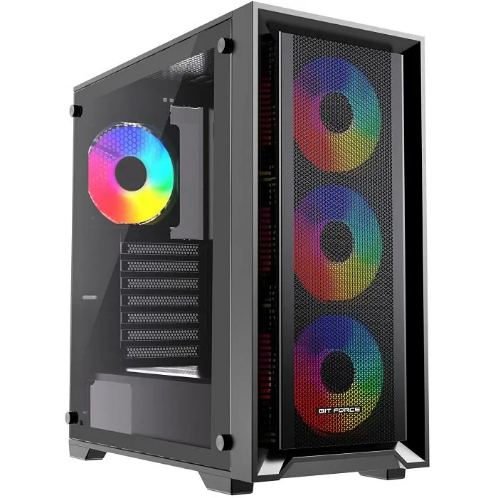 Kućište Bit Force Voltron ARGB-4, Mid tower, kaljeno staklo, bez napajanja, ATX, Black