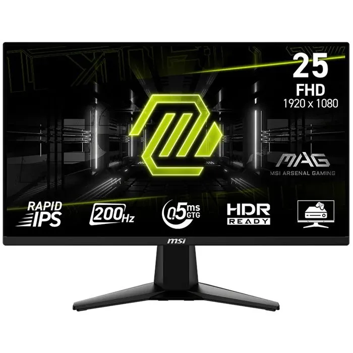 Monitor MSI 24.5" MAG 255F E20, Rapid IPS, gaming, AMD FreeSync Premium 200Hz, 0.5ms (GTG), 2xHDMI, DP, Full HD
