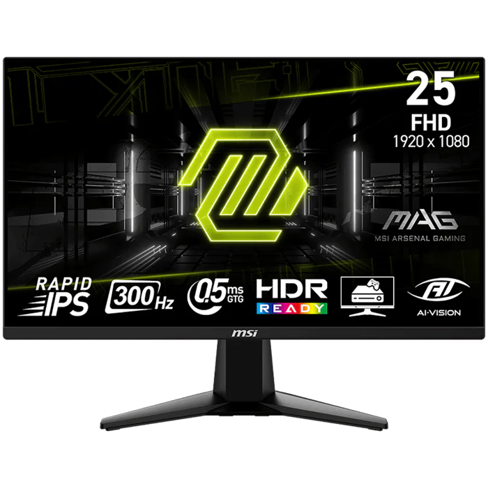 Monitor MSI 24.5" MAG 255XF, Rapid IPS, gaming, AMD FreeSync Premium 300Hz, 0.5ms (GTG), 2xHDMI, DP, Full HD