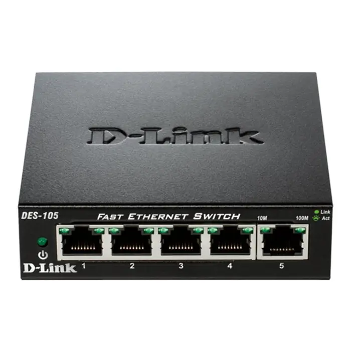 Switch D-Link DES-105/E, 5 portni, 5x10/100Mbps, unmanaged, Black