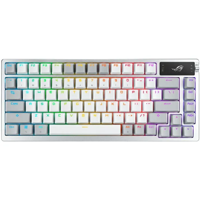 Tipkovnica Asus ROG Azoth Wireless, bežična, gaming, mehanička, ROG NX Red switches, US Layout, RGB, TKL, White
