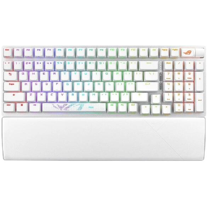 Tipkovnica Asus ROG Strix Scope II 96 Wireless, bežična, gaming, mehanička, NX Snow linear switches, US Layout, RGB, White