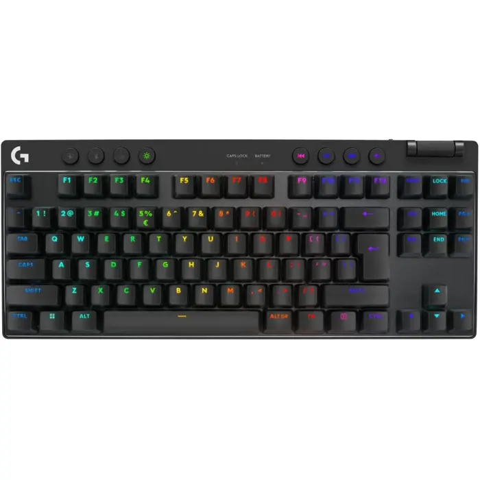 Tipkovnica Logitech G Pro X TKL Lightspeed, bežična, gaming, mehanička, tactile switches, RGB, Black