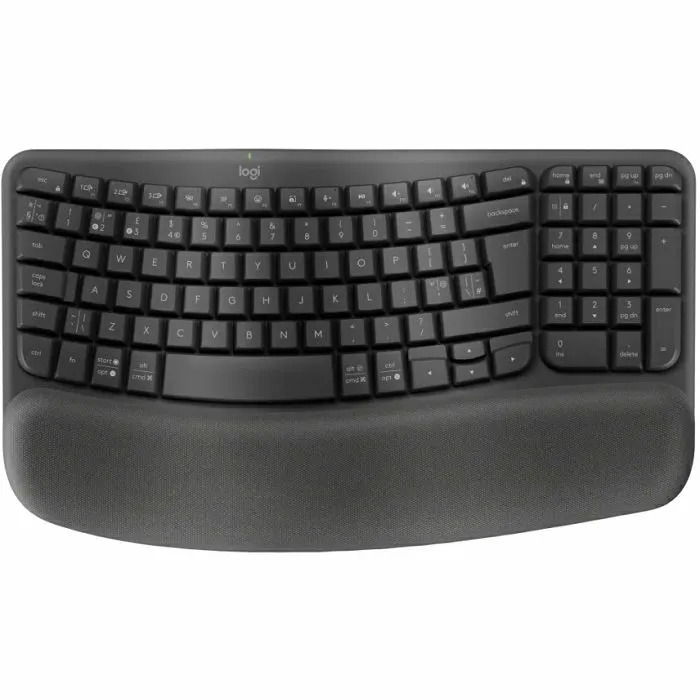 Tipkovnica Logitech Wave Keys, bežična, bluetooth, ergonomska, HR Layout, Black